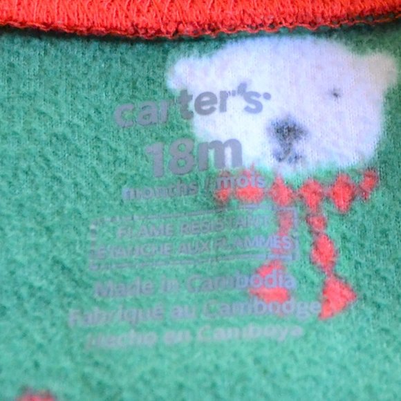 Carter's Fleece Christmas Winter Onesie Footie Zip-up Pajamas Size 18 Months - Picture 3 of 3